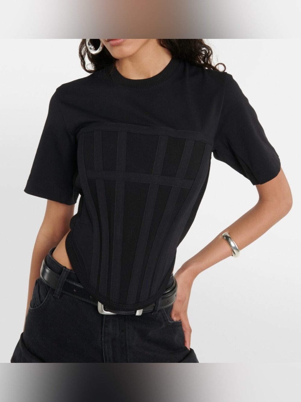 Dion Lee Corset Black Cotton jersey T-shirt Women’s Size 12